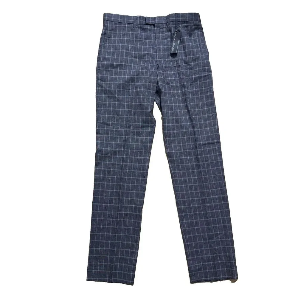 Banana Republic Pants Mens 34x36 Gray Performance Linen Blend Standard Fit NWT